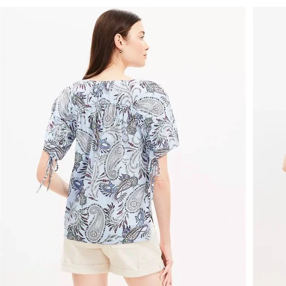 LOFT Paisley Seersucker Top Women’s Size Medium - Picture 3 of 4